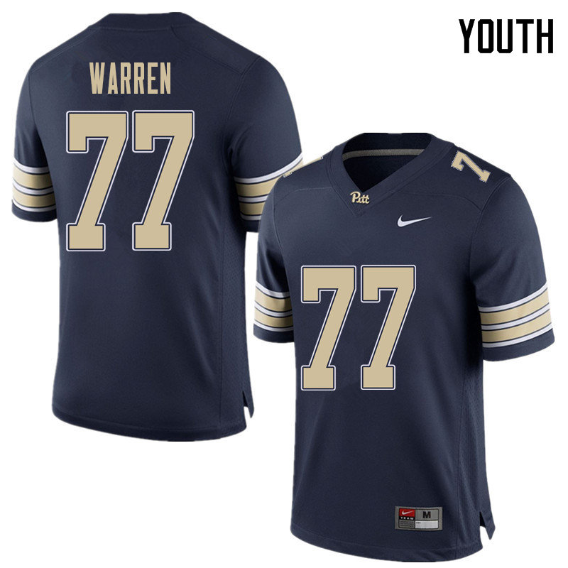 Youth #77 Carter Warren Pittsburgh Panthers College Football Jerseys Sale-Home Blue